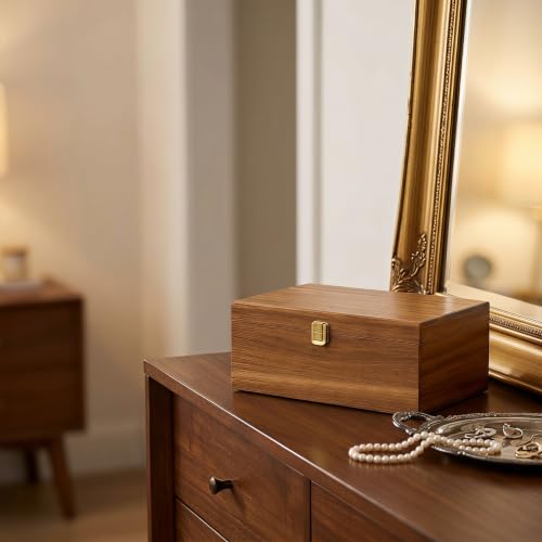 Wooden Keepsake Box,Handmade for Photos,Keepsake,10.8"x6.8"x4" Storage Box | Acacia Wood,Hinged Lid,Memory Box,Jewelry Box,Wooden Gift Box,weddings,birthdays,Christmas gift,Dust and privacy prevention