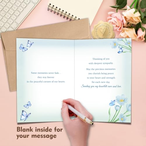 Sympathy Cards with Envelopes, Bereavement Sympathy Cards Gifts for Loss of Loved One, Memorial Condolences Gifts for Friend Family Coworker Neighbor, Double Sided Design, 8 x 5.3 Inches (After folding)