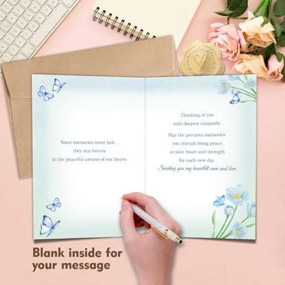 Sympathy Cards with Envelopes, Bereavement Sympathy Cards Gifts for Loss of Loved One, Memorial Condolences Gifts for Friend Family Coworker Neighbor, Double Sided Design, 8 x 5.3 Inches (After folding)
