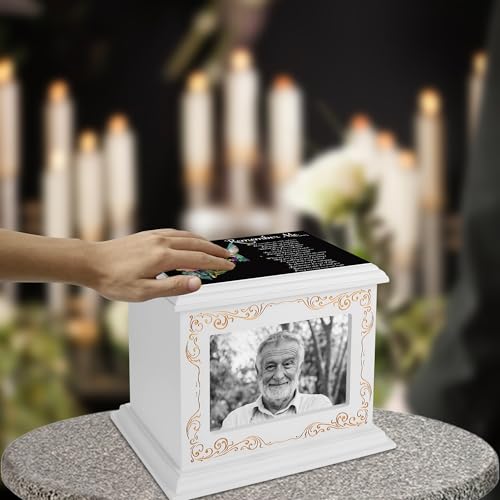 ADMLC Cremation Urns for Human Ashes Adult Up to 200 IBS with Photo Frame | 100% Wooden Handcrafted Memorial Keepsake Urn for Ashes,Funeral Burial Caskets Urn Suitable for Male Female Men Women Dad Mom