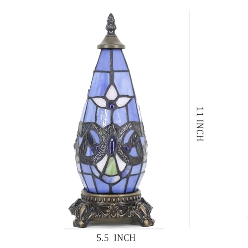 Small Tiffany Stained Glass Table Lamp 5.5X11 Inch, Blue Baroque - color: Stained Glass
