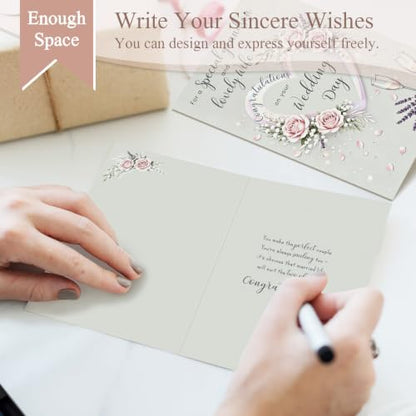 Wedding Card for Grandson and His Wife, Grandson Wedding Card from Grandparents, Floral Congratulations Cards for Newlyweds - color: Grandson and His Wife Wedding Day