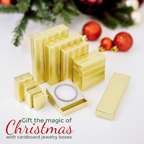 TheDisplayGuys 100 Cardboard Jewelry Gift Boxes with Inserts - Gold Foil - size: 100 Pack