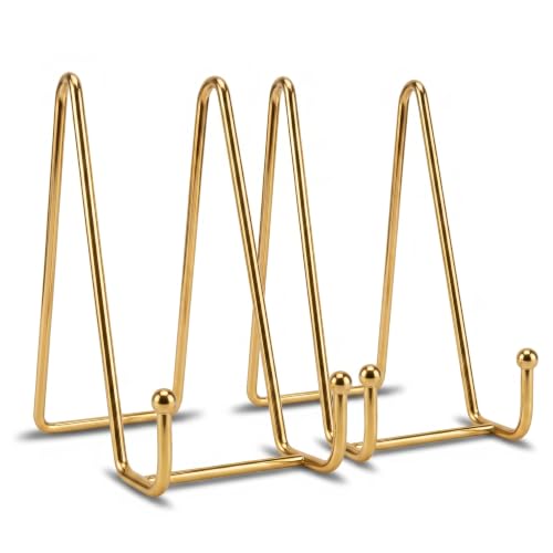 Plate Stands for Display, 2 Pack 6 Inch Gold Metal Easel - color: Gold, size: 2 Pack 6 Inches