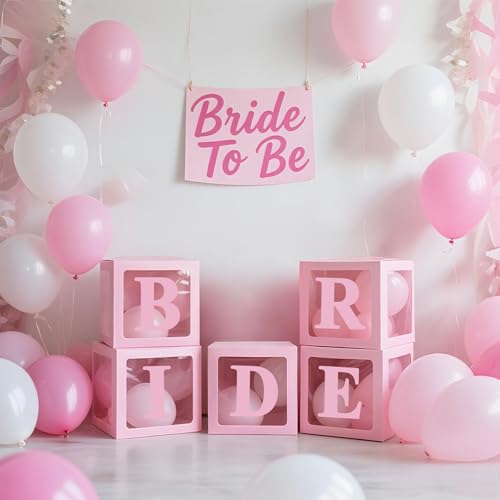 Ledido Transparent Balloon Boxes with 78 Letters Numbers for Custom Name - color: Pink, size: 5PCS Boxes