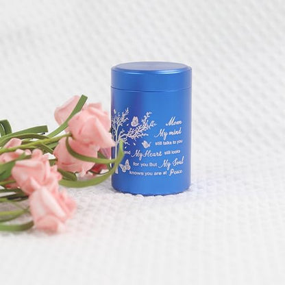 3 Inch Small Urn for Human Ashes Aluminum Mini Cremation Small Keepsake Urn for Sharing Ashes Mini Urn-Mom Blue - size: Blue-Mom