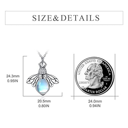 CRMAD Hummingbird/turtle/heart/dragonfly/bee/moon/tree of life Urn Necklace for Ashes Sterling Silver Jewelry for Women Memory Necklace - style: bee