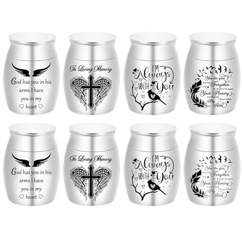 Color Small Urns for Ashes - Set of 8，Aluminium Mini Urns, Cremation Urns for Human/Pet Ashes, Ashes Holder, Small Keepsake urns-Memorial Urn (8Pcs-Silver) - color: 8pcs-silver