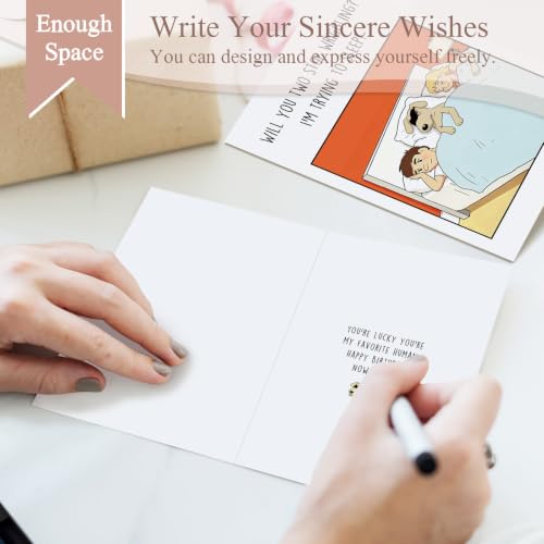 Funny Dog Birthday Card for Men Women, Hilarious Birthday Card for Dog Dad Mom, Humor Bday Cards from Pet, Will You Two Stop Wriggling - color: Birthday