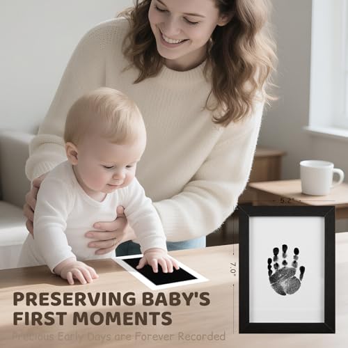 2 Park Baby Footprint Kit with 1 Wooden Frame, No Mess Inkless Hand and Footprint Kit, Clean-Touch Ink Pads for Fingerprint Stamps, Paw Print Kit for Dogs Cats, Baby Shower Gifts Keepsake for New Mom - size: M-2park