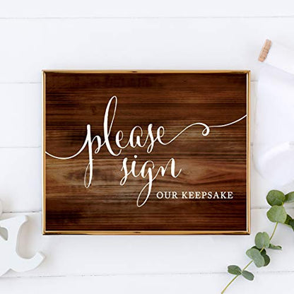 Andaz Press Wedding Party Signs, Rustic Wood Print, 8.5x11-inch, Please Sign our Keepsake Table Sign, 1-Pack, Unframed - color: Please Sign Keepsake