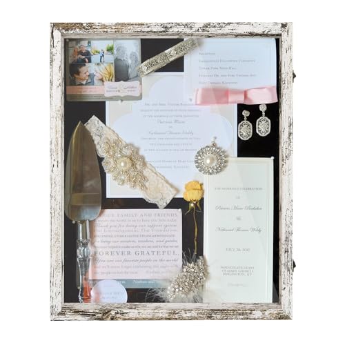 Large Shadow Box Frame 16x20 Display Case, White Wedding Bouquet Memory Box - color: Rustic White, size: 16"x20" (40.6x50.8 cm)