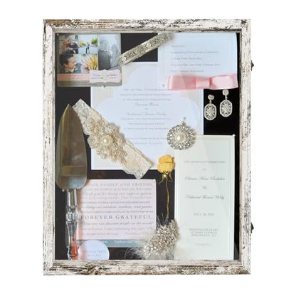 Large Shadow Box Frame 16x20 Display Case, White Wedding Bouquet Memory Box - color: Rustic White, size: 16"x20" (40.6x50.8 cm)