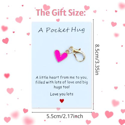 YOJO Pocket Hug Keychain, Love Keychain with Positive Affirmation Card, Emotional Support, Inspirational Gift - color: Rose Red