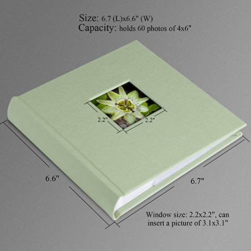 1DOT2 Small Photo Album 4x6, Hold 60 Photos with Memo, Sage Green | Vertical Slip-in Pockets, Linen Cover with Writing Space, For Wedding Baby Mother's Day - color: Sage Green, size: 4x6