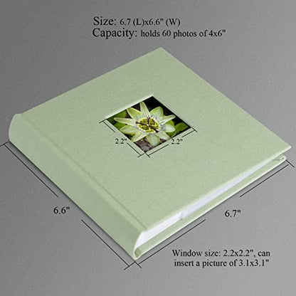 1DOT2 Small Photo Album 4x6, Hold 60 Photos with Memo, Sage Green | Vertical Slip-in Pockets, Linen Cover with Writing Space, For Wedding Baby Mother's Day - color: Sage Green, size: 4x6