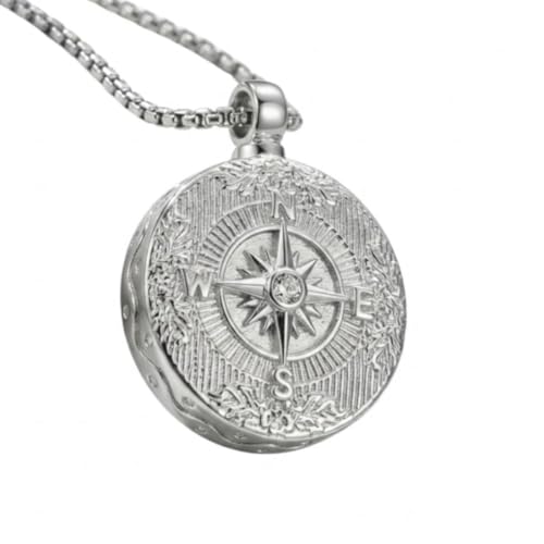 Urn Necklace for Ashes for Women - Guiding Star Compass Cremation Ash Jewelry for loved One - Waterproof Memorial Keepsake Pendant Necklaces with Durable 316L Stainless Steel Box Chain