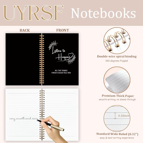 Letters to Heaven Notebook Journal 5.5x8.3,Grief Journal for Women | Sympathy Gifts for Loss of Loved One, Remembrance Bereavement Gifts Spiral Hardcover Notebook - color: Letters Heaven