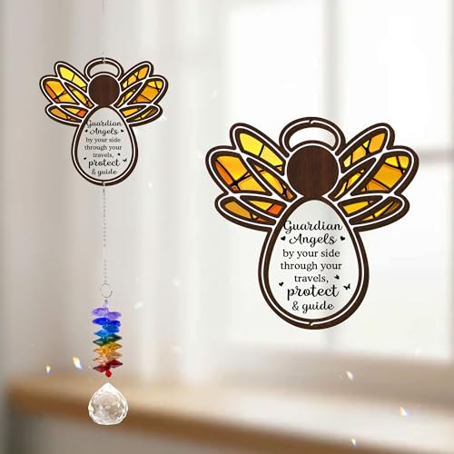 2 Layered Ornament Suncatcher - Guardian Angel Ornament - Unique Keepsake - Sympathy Presents - Rainbow Remembrance - Mother's Day Father's Day Birthday Gifts for Women, Men - color: Guardian Angel