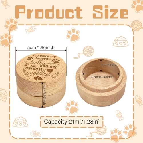 CREATCABIN Pet Hair Keepsake Box Wooden Pet Mini Fur Memorial Box Dog Cat Hair Ashes Container Custom Small Memorial Urn Paw Engraving Loss Sympathy Gift for Storing Pet Hair Teeth Nails Ashes 2x1.6in - style: Paw heart