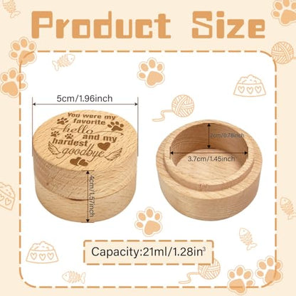 CREATCABIN Pet Hair Keepsake Box Wooden Pet Mini Fur Memorial Box Dog Cat Hair Ashes Container Custom Small Memorial Urn Paw Engraving Loss Sympathy Gift for Storing Pet Hair Teeth Nails Ashes 2x1.6in - style: Paw heart