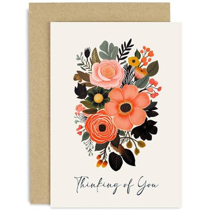 Old English Co. Thinking of you Sympathy card - Hand illustrated Flower Design - Condolence Greeting Card - Sympathy Gift - Thinking of You Gifts – Sorry Bereavement Cards | Blank Inside