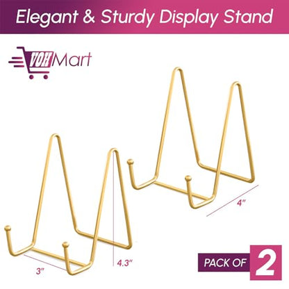 Plate Stands for Display, 2 Pack 4 Inch Gold Metal Easel - color: Gold, size: 2 Pack 4 Inches