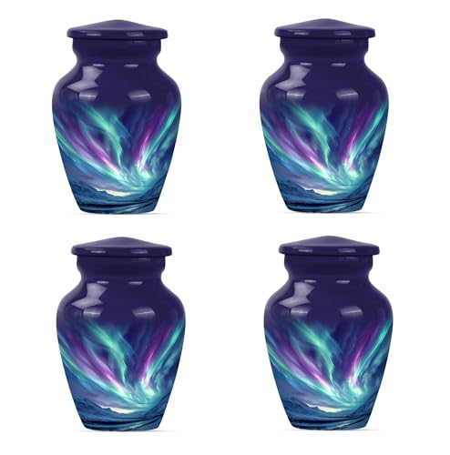 Northern Lights Cremation Urns - Keepsake for Human Ashes - Ashes Urn Adult - Cremation Urns for Men - Burial Urns for Ashes - Urns for Ashes Adult Male (3 INCH Pack of 4) - size: #4 (Set of 4)