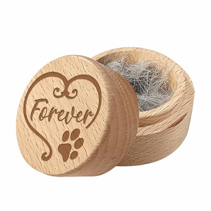 CREATCABIN Round Wood Mini Animal Urn Small Pet Urns for Ashes Pet Hair Keepsake Box Case Paw Print Forever Burlywood Decorative Urns Funeral Cremation Urn Memorial Box Gift for Dogs Cats 2x1.6Inch - style: Paw Print Forever
