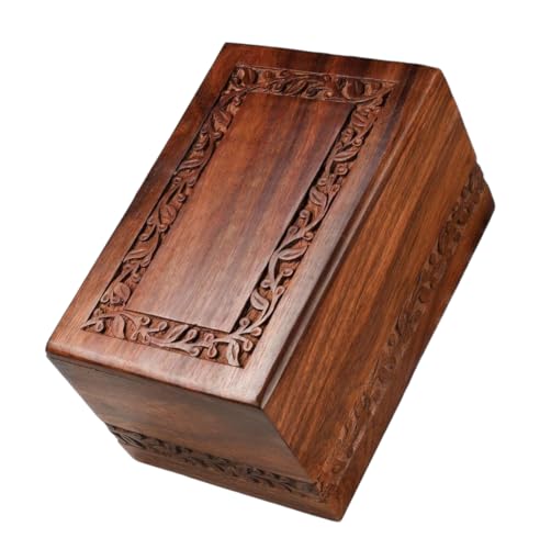 SOULURNS Border Engraved Wooden Cremation Urns - 30 Lbs (Pack of 40) - size: Case of 40 | 30 Lbs