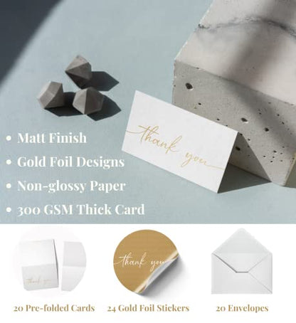 Thank You Card | Matte Gold Foil 20 Pack - color: Gold Foil Thank You