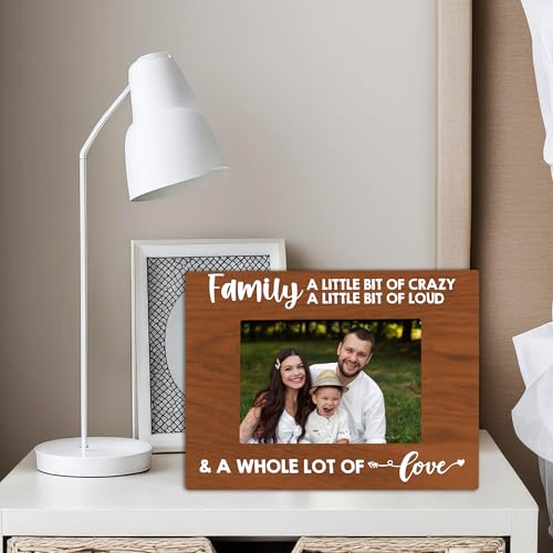 Rustic Family Picture Frame - Family A Little Bit of Crazy A Little Bit of Loud - Wooden Picture Frame Fits 4x6 inches Photo - Farmhouse Birthday Gift For Grandparents Parents-A02 - color: Family