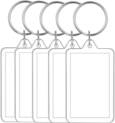 Transparent Acrylic Keychain Photo Frame, 1.57 x 2.16 Inches, Double Sided, Rectangle, with Split Ring