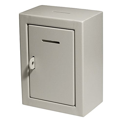 Metal Charity Collection Box Secure with Slot & Wall Mount - 8.5x6.5x4" Drop Box for Home and Office (White) - color: White, size: Wall Mount Box