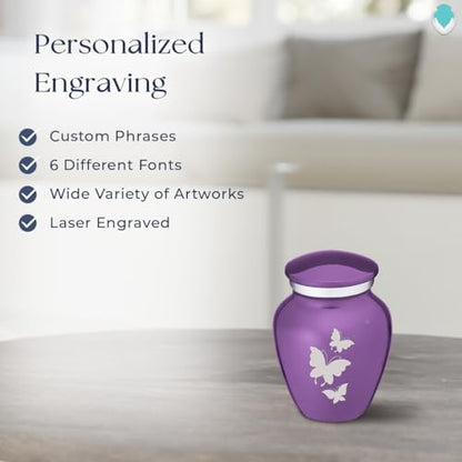 Embrace Keepsake Personalized Butterfly Cremation Urns for Human Ashes I Purple Funeral Urn for Men and Women with Double Side Engraving I 3.5 lbs - color: Purple