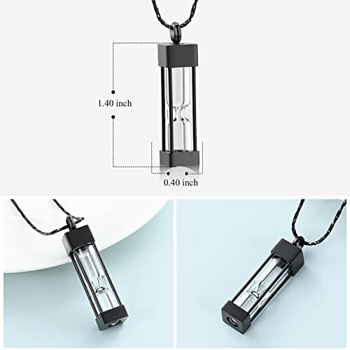 Imrsanl Glass Hourglass Urn Necklace Cremation Jewelry for Ashes - color: Black