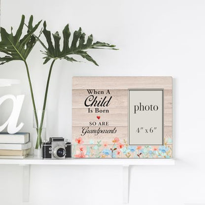 New Grandparents Gifts, First Time Grandparents Gifts Wood Photo Frame | Pregnancy Announcement Picture Frame (Photo 4X6 Inches) - color: Child