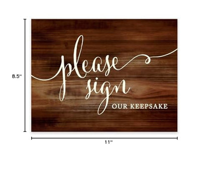 Andaz Press Wedding Party Signs, Rustic Wood Print, 8.5x11-inch, Please Sign our Keepsake Table Sign, 1-Pack, Unframed - color: Please Sign Keepsake