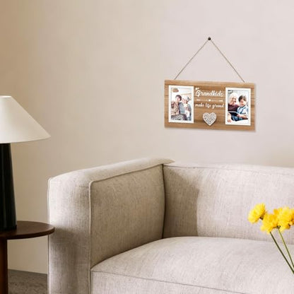 Grandparents Gifts, Birthday Gift for Grandma Photo Frame, Grandma Grandpa Gifts Picture Frame Holds 2pcs 4x6 Pictures - style: grandparents
