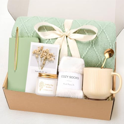 Get Well Soon Self Care Gift Basket for Women, Teacher Appreciation Gifts Thinking of You Care Package Mothers Day Birthday Box for Mom Her Sister Wife Girlfriend Friend Grandma Coworker (Sage Green) - color: Sage Green