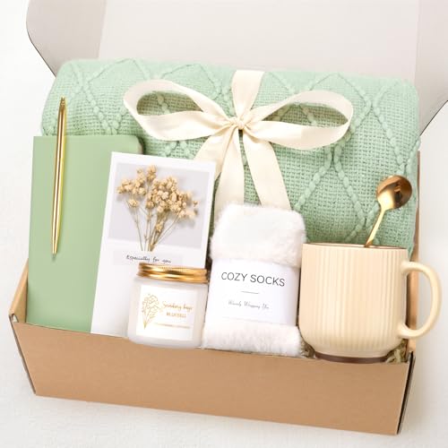 Get Well Soon Self Care Gift Basket for Women, Teacher Appreciation Gifts Thinking of You Care Package Mothers Day Birthday Box for Mom Her Sister Wife Girlfriend Friend Grandma Coworker (Sage Green) - color: Sage Green