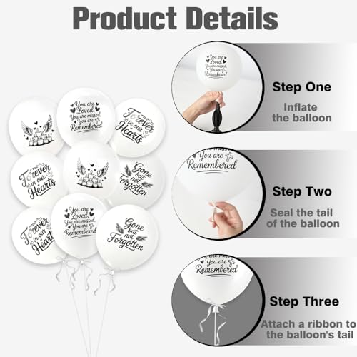 36 PCS Peace Funeral Memorial Balloons Remembrance Balloons Release in Sky | Celebration of Life Favors White Pigeon Balloon Ceremonies Anniversary Wedding Party Decoration Supplies in Heaven for Death