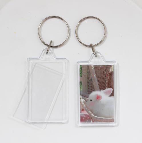 BetterJonny 20Pcs Acrylic Picture Keychain Blanks in Clear Acrylic Picture Frame Keyrings - color: Small Rectangle