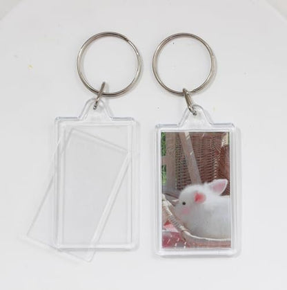 BetterJonny 20Pcs Acrylic Picture Keychain Blanks in Clear Acrylic Picture Frame Keyrings - color: Small Rectangle