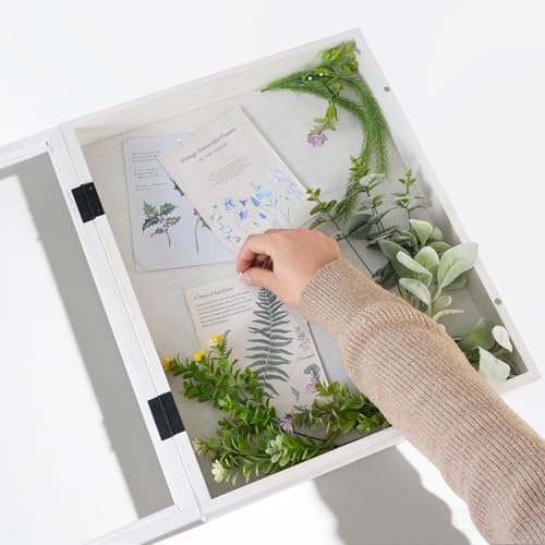 Muzilife 16x20 Shadow Box Pine Wood with Unique Bead Door, 3.18 Deep, White - color: White-bead Shape, size: 16"x20"