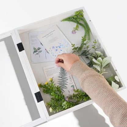 Muzilife 16x20 Shadow Box Pine Wood with Unique Bead Door, 3.18 Deep, White - color: White-bead Shape, size: 16"x20"