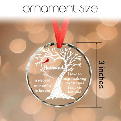 Memorial Sympathy Gifts for Loss of Husband Loved One, in Memory of Loved One Gifts, Bereavement Remembrance Gift for Loss of Husband, Memorial Gift for Men Glass Ornament