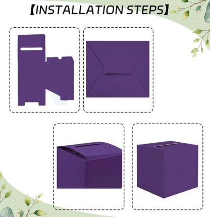 SietDESEO Purple Card Box with Slot Money Gift Card Box Holder for Party Wedding Reception Birthday Graduation Bridal Shower Baby Shower Diaper Raffle Box - color: PURPLE CARD BOX, size: 7.8 X 7.8 X 7.8 INCH