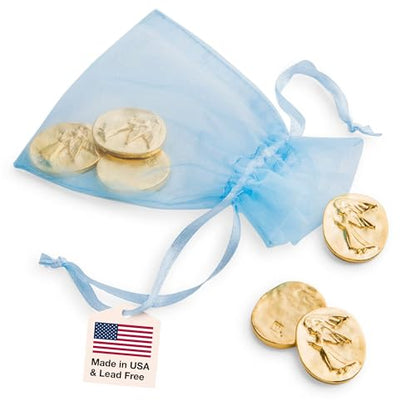 DANFORTH Gold Plated Pocket Angel Token Bag of 6, Lead-Free Pewter Coins | Guardian Angel Pocket Charms, Keepsake Coins for Encouragement, Remembrance & Spiritual Gifts | Made in USA - color: Gold Plated Angel Coins Bag of 6