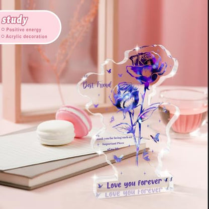 Best Friend Christmas Gifts Idea for Women Friends- Flower Acrylic - Delicate Gifts for Best Friend Bestie Thanksgiving Birthday Christmas Gifts for Friend Women, Ideas - color: Firend